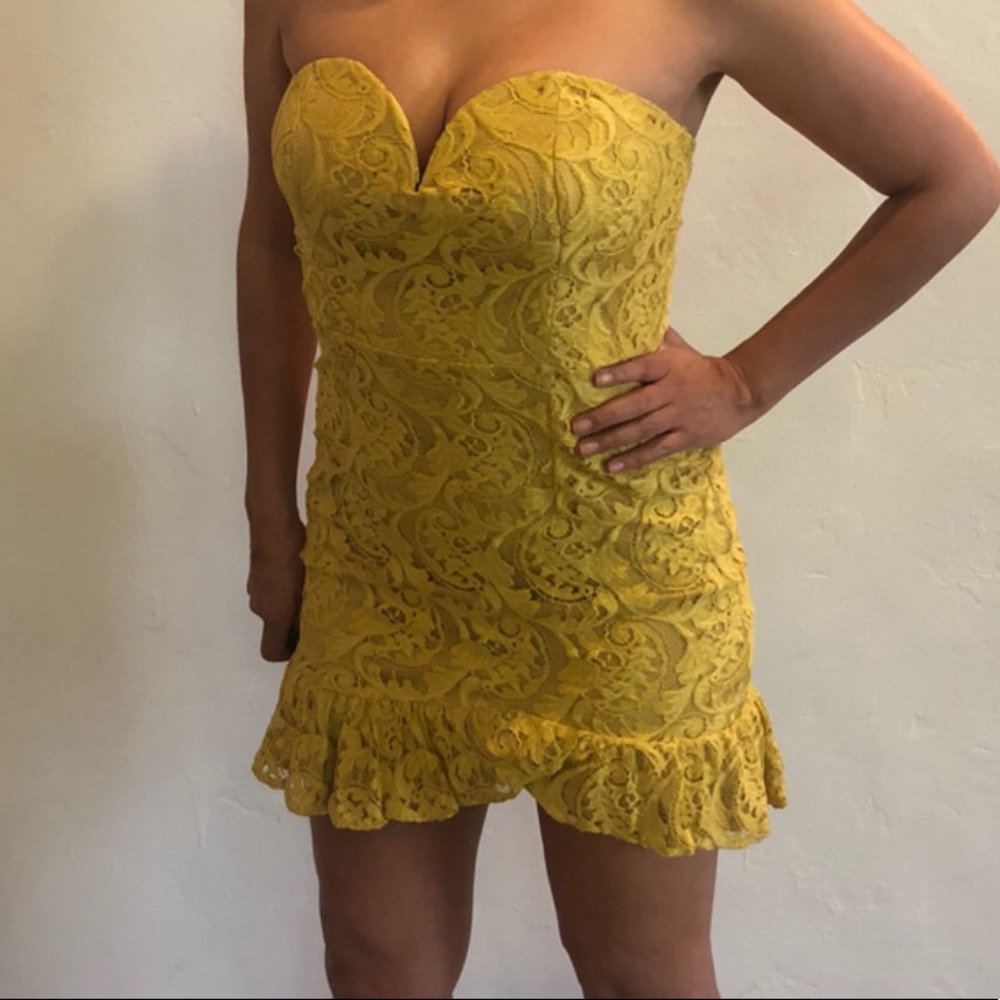 Mustard dress - sweetheart top